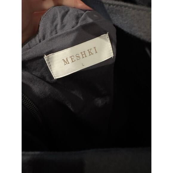 Meshki Rylee Multi Pleat Mini Dress Charcoal Size Large, Structured Satin Corset - Picture 6 of 7